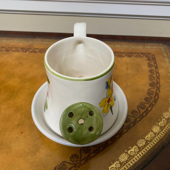 Vintage Hand Painted Ceramic Watering Can Vase Planter - Picture 4 of 6